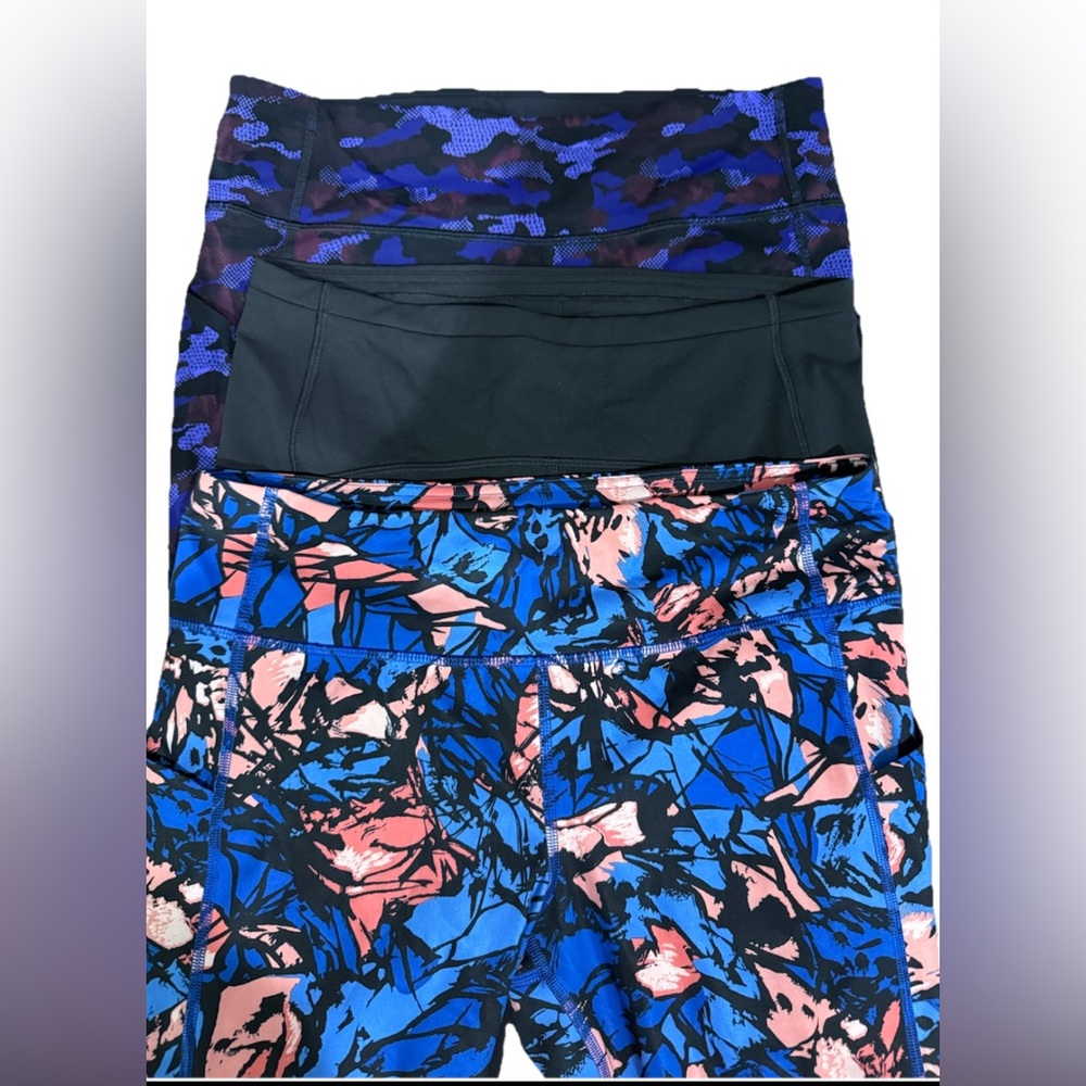 3 Lululemon‎ Leggings Womens 8 Inspire Multi Color yoga Blue Black Purple U
